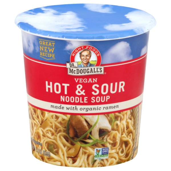 Dr. Mcdougall's Vegan Hot And Sour Noodle Soup Big Cup, 1.9 Oz., Pack