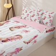thumbnail image 3 of Homewish Beige Cowgirl Boots Pink Bow Star Print Zipper Full Size Comforter Sets with Fitted Sheet and 2 Pillowcases,Pastel Western Zipper Bedding Set For Girls,Reversible,4-Piece, 3 of 7