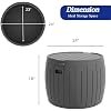 33 Gallon Round Deck Box, Patio Side Table for Cushion, Picnic Bucket, Small Bench Seat, All-Weather & Portable, Gray