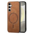 thumbnail image 1 of For Samsung Galaxy S24 Leather Back Case Compatible with MagSafe Skin-touch Phone Cover - Green, 1 of 5