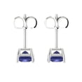 thumbnail image 4 of 1.5 Ct Princess Cut Studs Blue Tanzanite 14K White Solid Solid Gold Everyday Dainty Earrings Push Back, 4 of 7