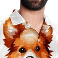 thumbnail image 5 of Pixel Dog Men's Casual Printed Hawaiian Poplin Button Down Short Sleeve Beach Shirt Unisex, 5 of 6