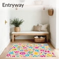 thumbnail image 3 of ODIKA 3'x5' Machine Washable Non-Slip Area Rug, Whimsical Alphabet Mosaic Featuring Vibrant Letters and Playful Icons High Traffic Rug with Pad, Pink, 689583, 3 of 8