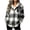 Black, variant on Women Vintage Plaid Hooded Jacket, Long Sleeve Button‑Down Casual Loose Overshirt Outerwear with Pockets for Fall Winter