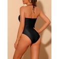 thumbnail image 3 of DARING DIVA Criss Cross Halter Cutout Swimsuit Plunge Bathing Suit S Black, 3 of 6