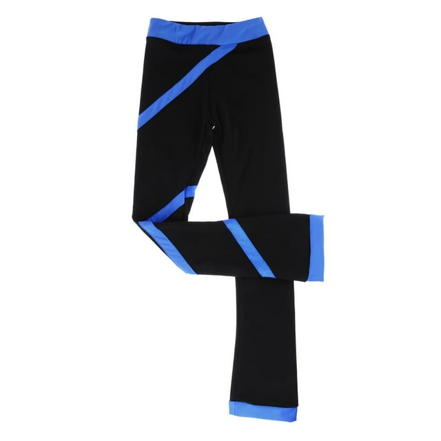 Pantalones de patinaje artístico en para entrenamiento, pantalones de práctica cálidos de forro polar de patinaje sobre para niñas y muj Azul 140cm Baoblaze Pantalones de patinaje de ropa deportiva