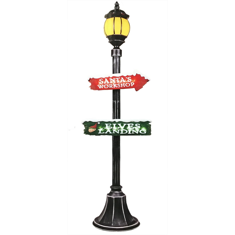 6ft LED Musical Christmas Street Lamp Post Light North Pole Sign Indoor