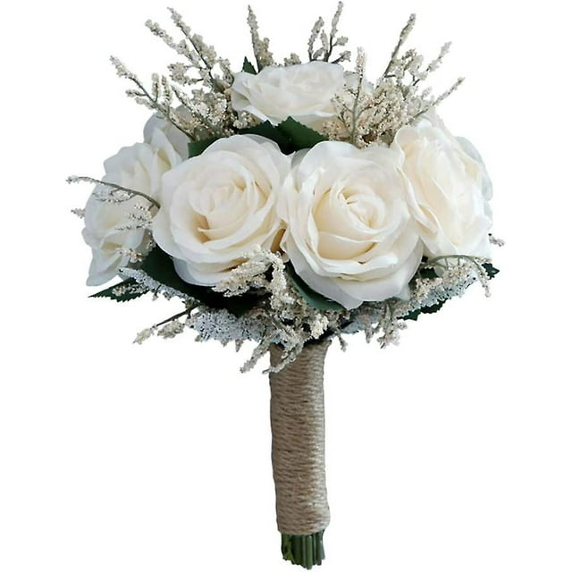 Ramo de rosas blancas de boda Ifeng para novia, rosas artificiales de champán, ramos de novia para novia, boda, iglesia, decoración del hogar-- Computadora Computadora Computadora portátil
