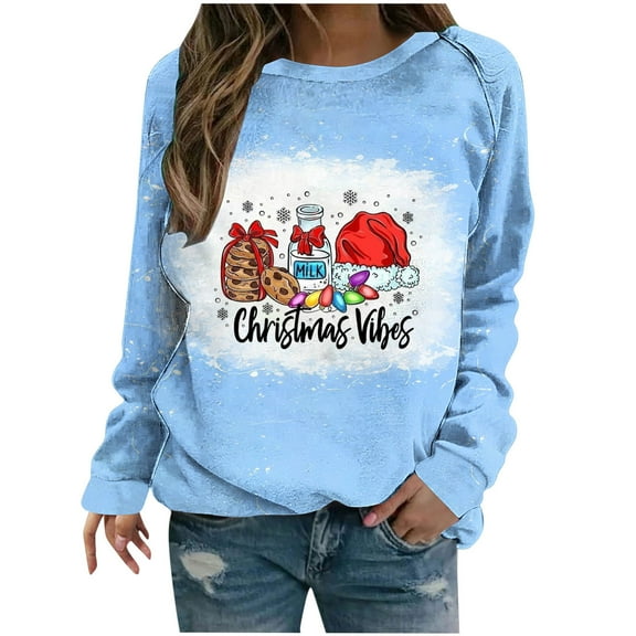 Dyegold Women'S Christmas Sweatshirts Xmas Tree Plus Size Casual Xmas Pullover Tops Teen Girls Holiday Graphic Hoodies Funny Fall Cute Shirts Long Sleeve Ladies Clothes Ugly Savings Sweatshirt