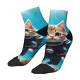 thumbnail image 3 of Salouo Underwater Diving Cat Pattern Unisex Middle Tube Socks,Middle-Finger Knee High Socks Over The Calf Tube Stocking Crew Stockings for Women and Men Tube Socks, 3 of 8