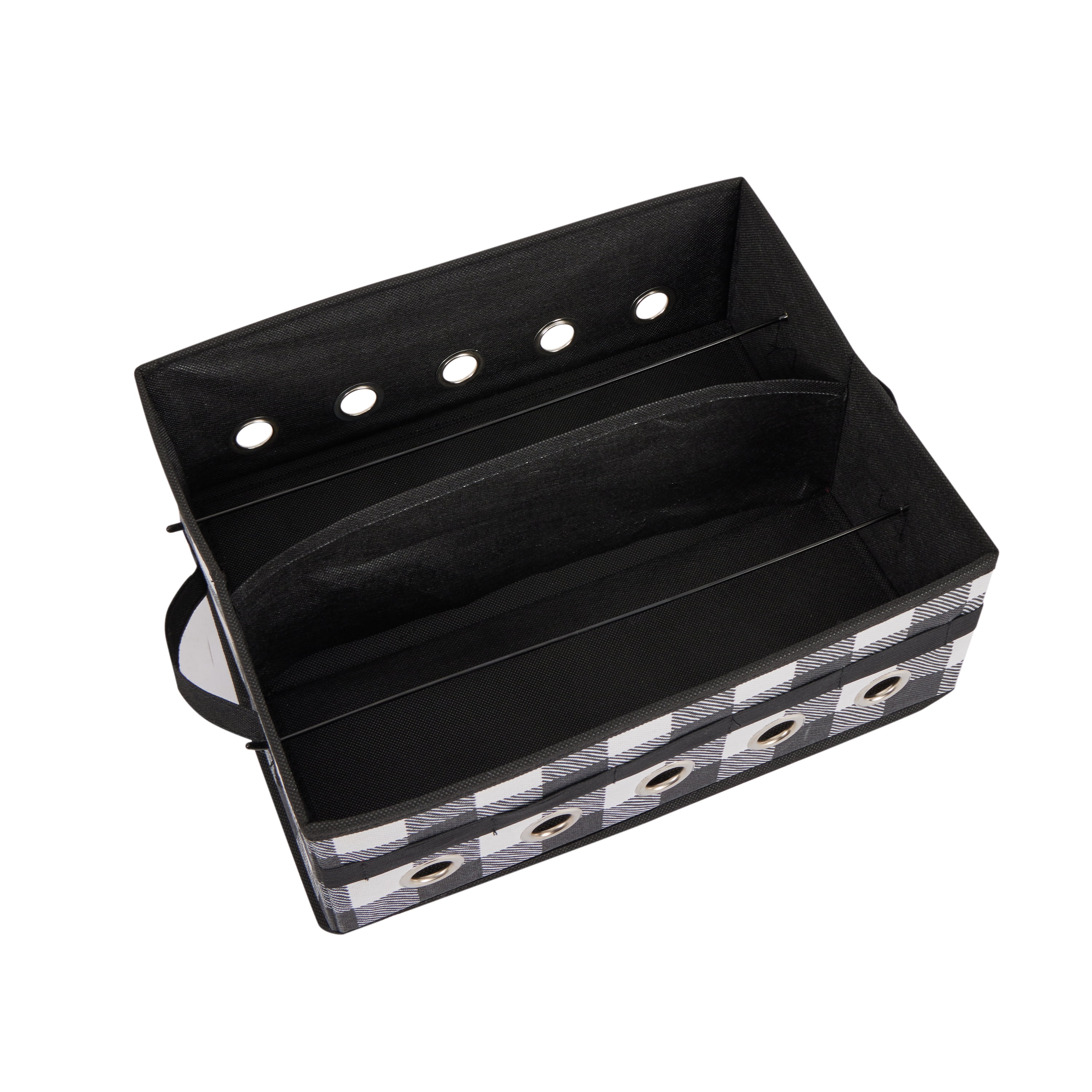 Organize It All Buffalo Plaid Gift Wrapping and Ribbon Storage Organizer Box in Black & White