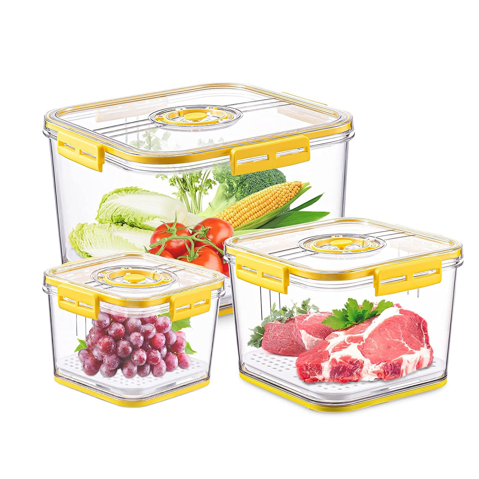 Fresh Produce Vegetable Fruit Storage Containers With Time Recording Fridge Storage Container Container And Fridge Organizers