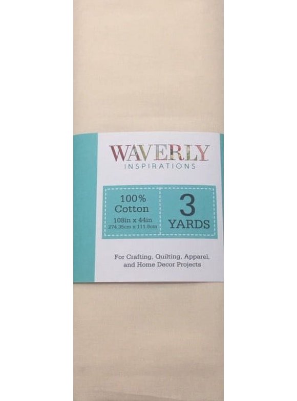 Waverly Inspirations 44" x 3 Yards 100% Cotton Precut Solid Cream Print Sewing & Crafting Fabric