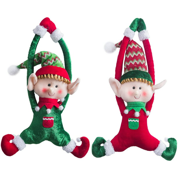Wewill Adorable Christmas Elves Set Of 2 Boy And Girl Door Hanging Ornaments Home Decor Plush Characters 16 Inch Com - Christmas Elf Decorations Home Visit