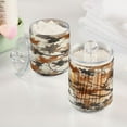 thumbnail image 4 of 4 Pack Bathroom Canisters Transparent Storage Jar for Cotton Ball, Swab, Floss Brown Leaves Pattern, 4 of 7