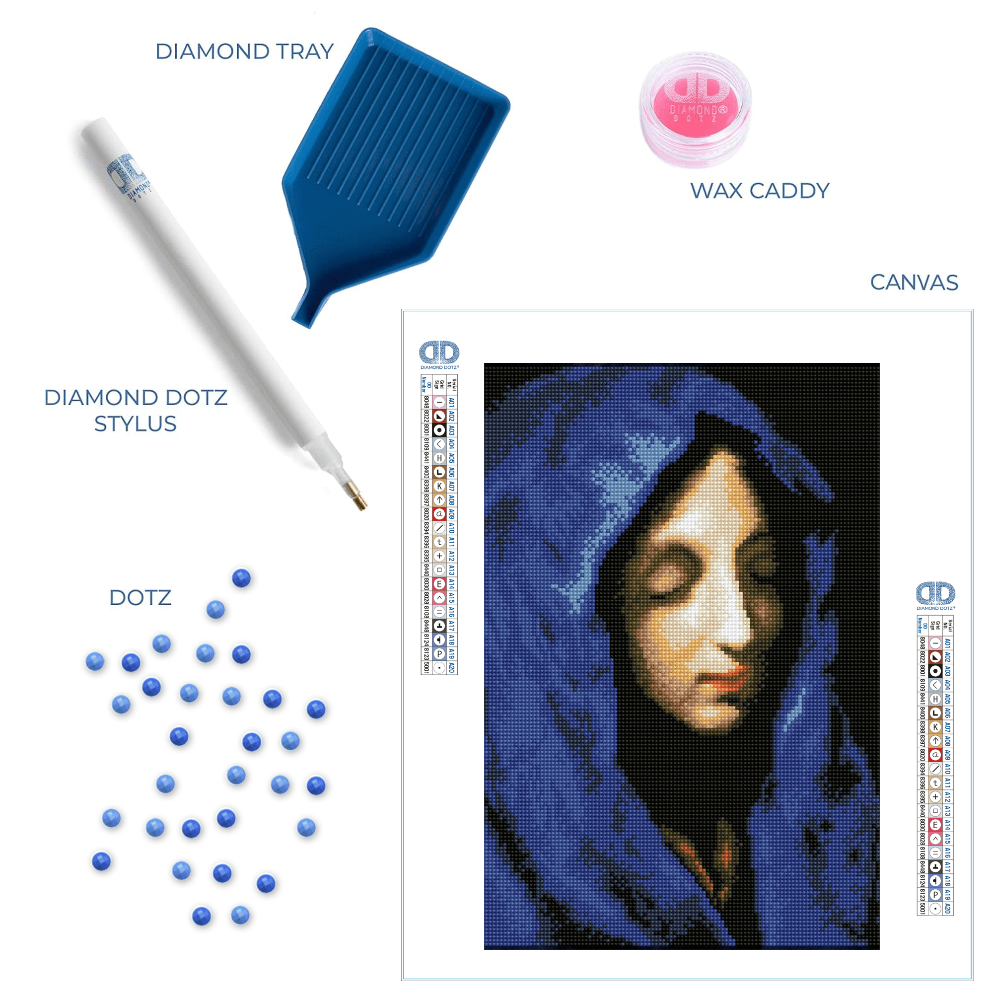 Diamond Dotz The Blue Madonna (apr�s Carlo Dolci)Portrait Diamond Painting Kits for Adults - Diamond Art Kits a Relaxing Creative Craft Kit with Dotz Gems 17.7"x13.7"