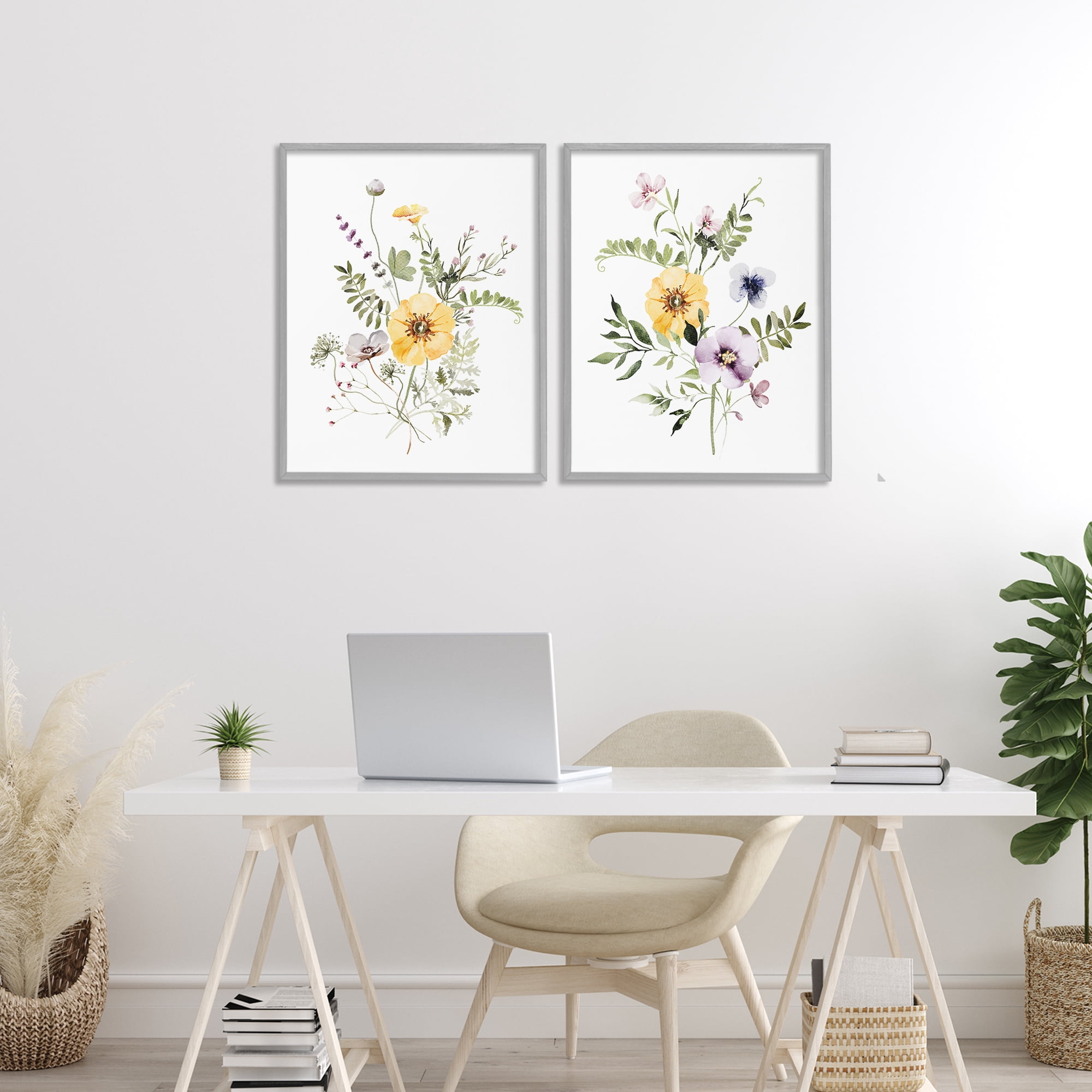 Bundles of Gardening Herbs 2 Piece Gray Framed Giclee Art Set, design by Lettered and Lined
