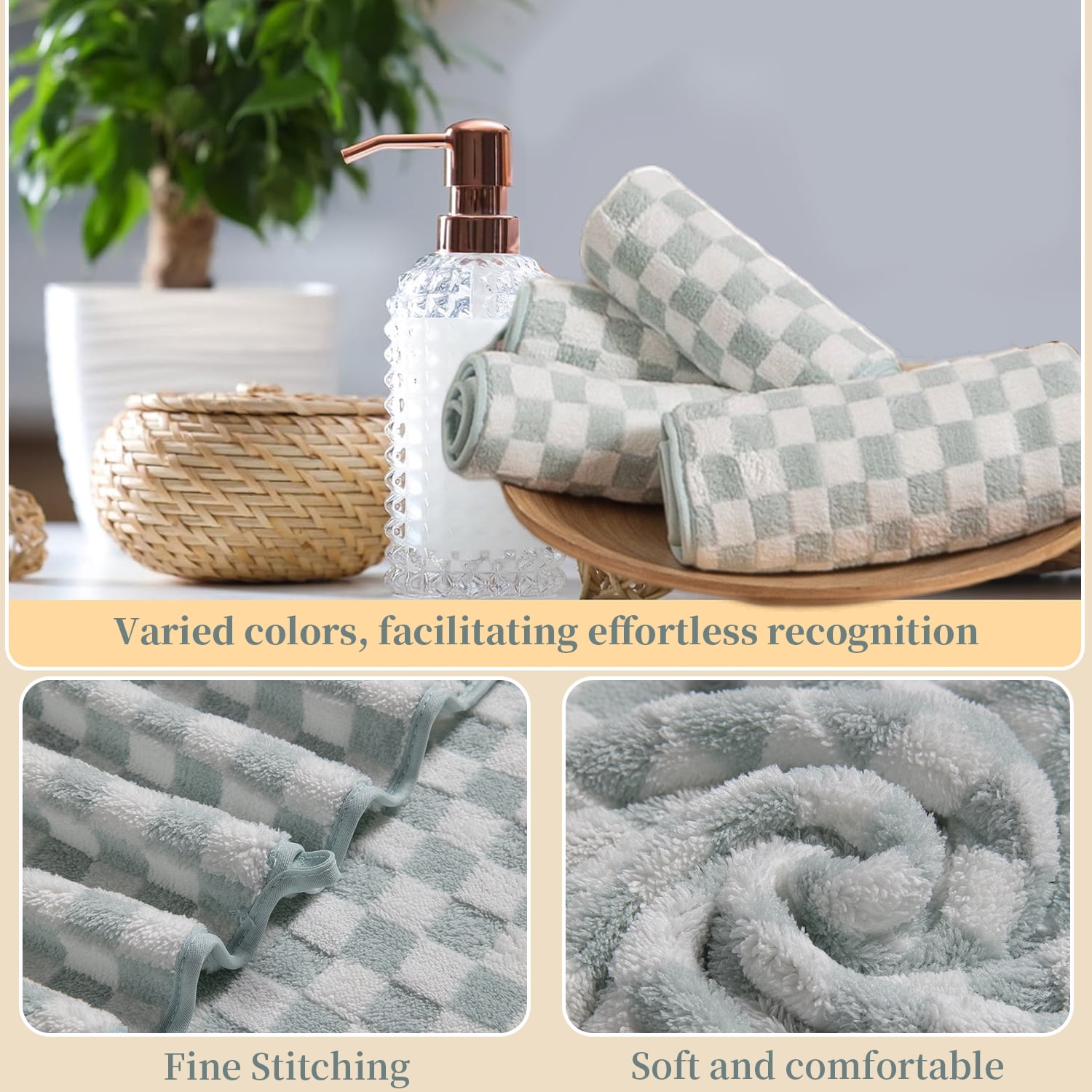 Beartech 12 Piece Microfiber Bath Towel Set:4 Bath Sheet Towels,4 Hand,4 Washcloths Ultra Soft & Absorbent,Quick Dry & Less Lint Shower Towels Set For Bathroom Hotel-Mint Green