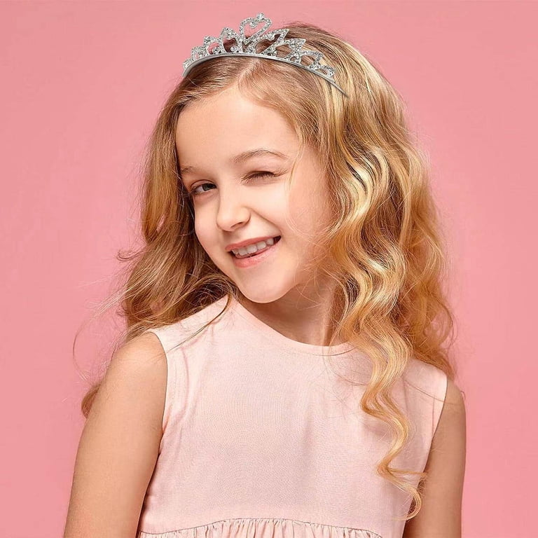 7158 Silver Crystal Tiaras Girls, 6Pcs Birthday Crowns Girl Tiara Headband Amazon.com: Hedume 6 Pack Princess Crystal Tiara Crown  main image 4
