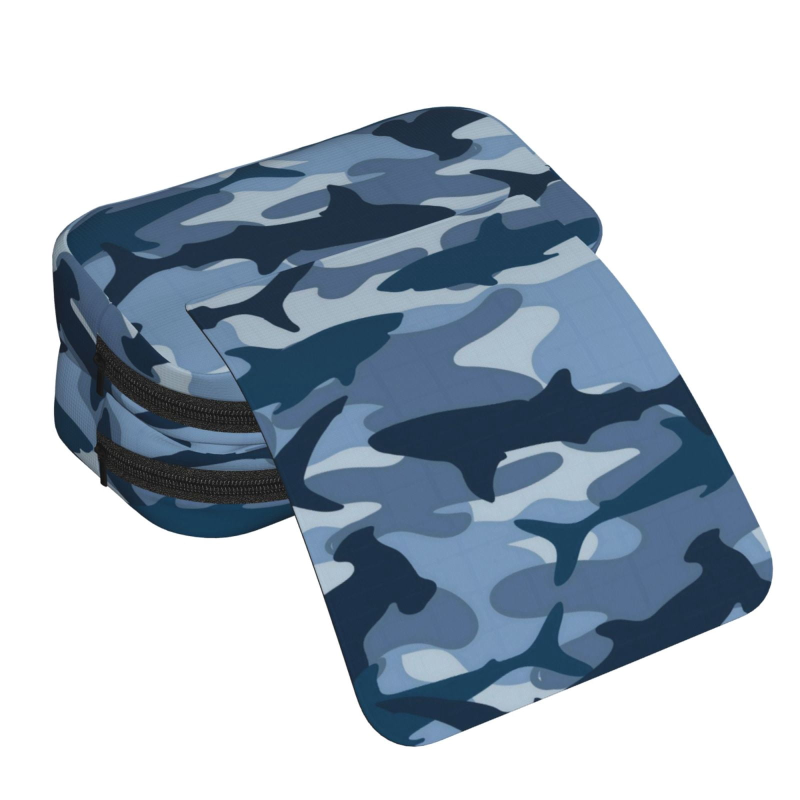 Large-Capacity Flip-Top Double-Layer Pencil Case, Multi-Functional Pocket Pen Case, Durable Stationery Organizer Camouflage-Patterned Shark