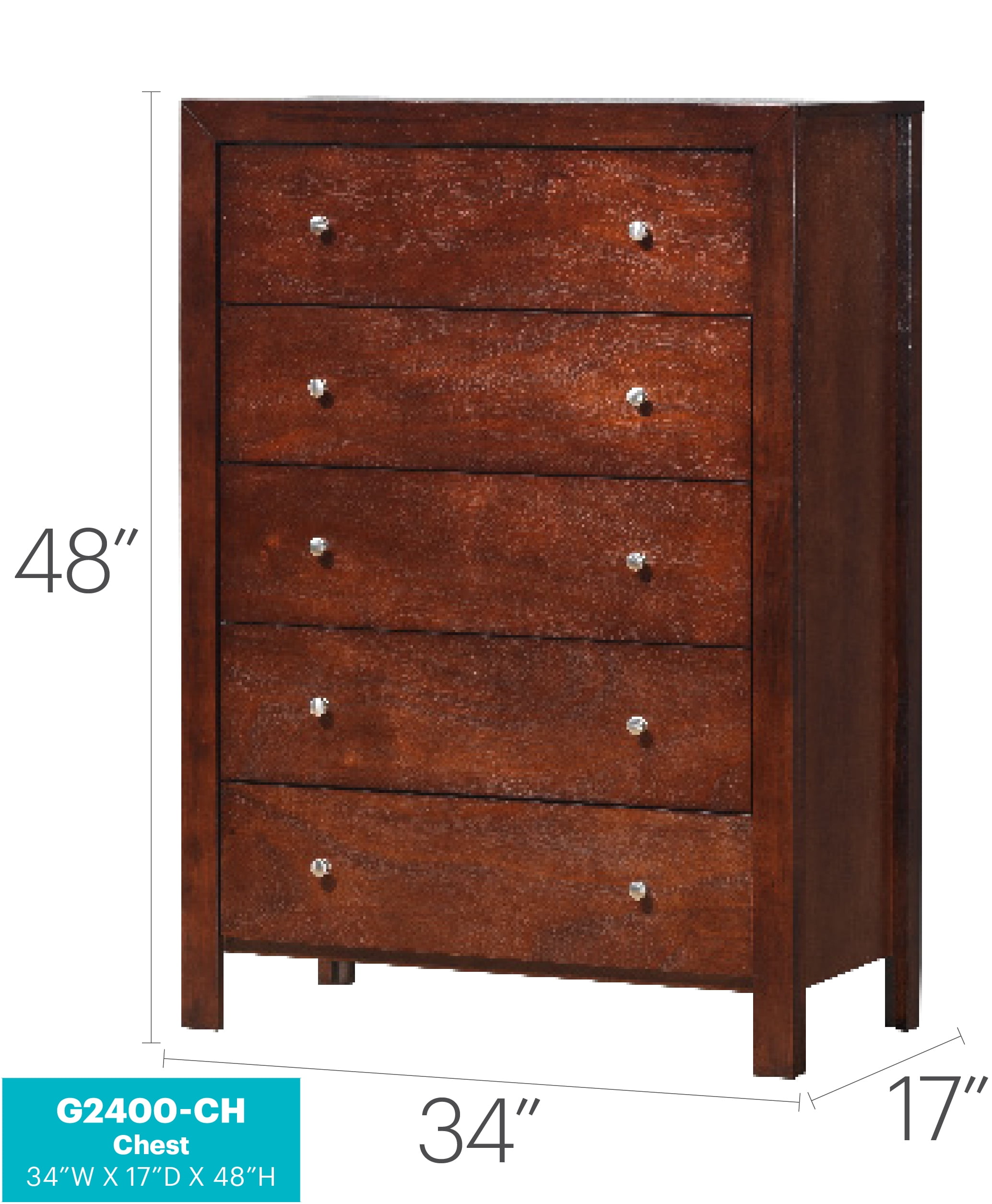 Glory Furniture Burlington Chest in Cherry Color