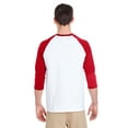 thumbnail image 3 of GILDAN G570 ADULT HEAVY COTTON 5.3 OZ. 3/4-RAGLAN SLEEVE T-SHIRT, White/ Red, M, 3 of 4