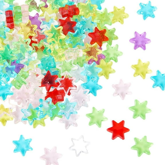 160Pcs Star Vase Fillers Plastic Decorative Gems Colorful Small No Hole Undrilled Faceted Rocks Centerpiece Craft Crystals Accessories for Vase Fillers Table Christmas Party Decoration