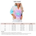 thumbnail image 5 of Sudadera con capucha para mujer, informal, de manga larga, con cuello en V, estampado Tie Dye, con cordón, jersey para la vida diaria, morado, azul, XL, 5 of 5