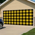 thumbnail image 5 of Black Yellow Plaid Garage Door Cover Banner 7 x 16 FT, Retro Country Buffalo Check Gingham Garage Door Curtains Backdrop with Grommets for Indoor Outdoor Wall Party Porch Yard Decorations Background, 5 of 9