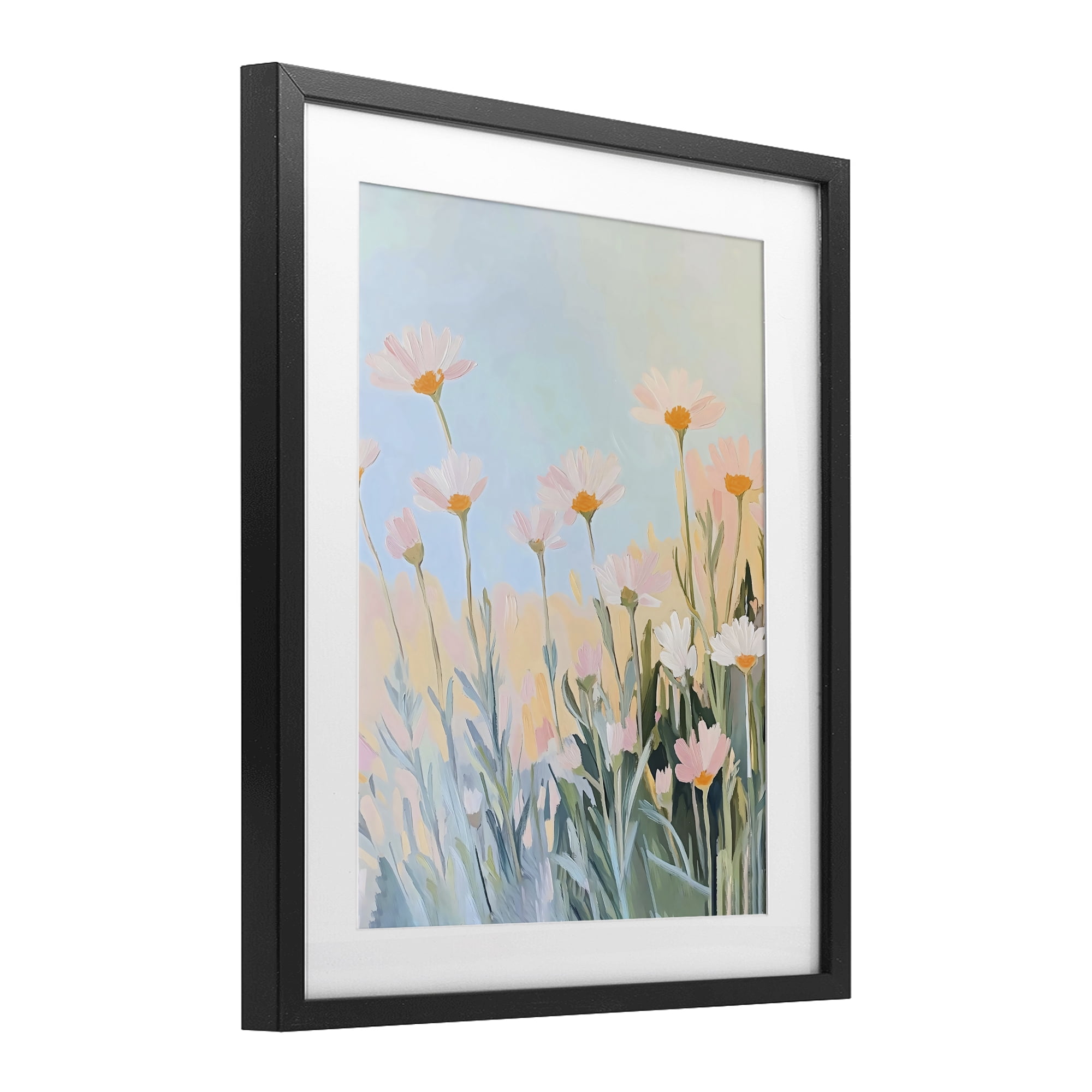 Stupell Industries Pastel Meadow Daisies at Dawn Black Framed Print Under Glass, design by The Prints Vibe