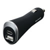 Blackweb 3' 5.4 Amp Car Charger with USB-C Cable and USB-C & Standard USB Ports, Black