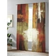 thumbnail image 4 of Sheer Curtains 84 inches Long 2 Panels Set Burnt Orange Green Thanksgiving Abstract Texture Modern Tiers Sheers Rod Pocket Small Window Short Curtains for Kitchen Cafe, Each 52" W x 84" L, 4 of 7