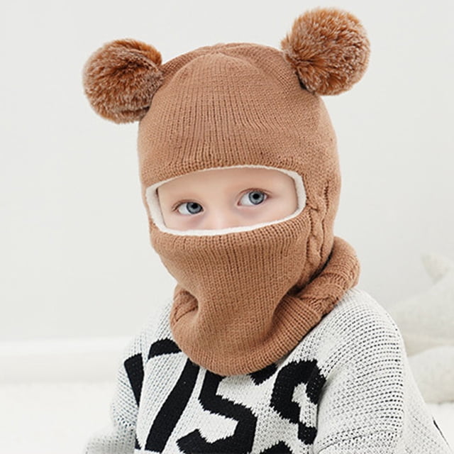 Gorro Con Capucha Cálido, Gorro De Invierno Para Niños, Conjunto De Bufanda, Gorro De Punto, Bufanda, Orejeras, Forro Polar Grueso, Gorro Cálido Con Capucha Y Pompones Para ANGGREK Otros