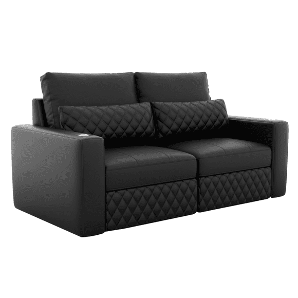 Valencia Pisa Top Grain Nappa 11000 Leather Lounge Sectional Sofa, Loveseat| Premium Top Grain Nappa 11000 Leather, Superior Down Filled Cushions, Black