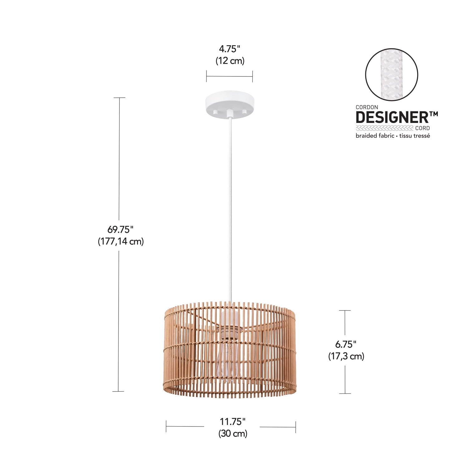 Globe Electric Tammi 1-Light Pendant Light Natural Bamboo Shade