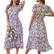 thumbnail image 1 of Txlixc Vestido sin mangas para mujer con cinturón ajustable, ropa dividida floral Txlixc  Moda, 1 of 9