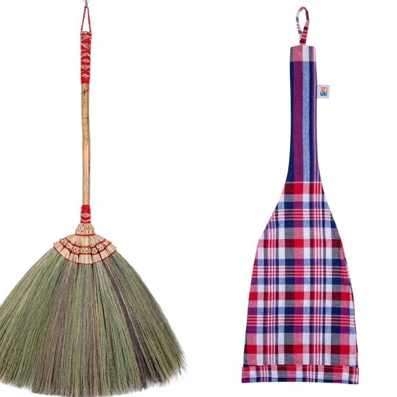 SN SKENNOVA Grass Whisk Broom with Long Handle, Extends to 26 in, 1 Count