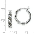 thumbnail image 2 of Primal Silver Sterling Silver Swirl Hoop Marcasite Earrings, 2 of 4