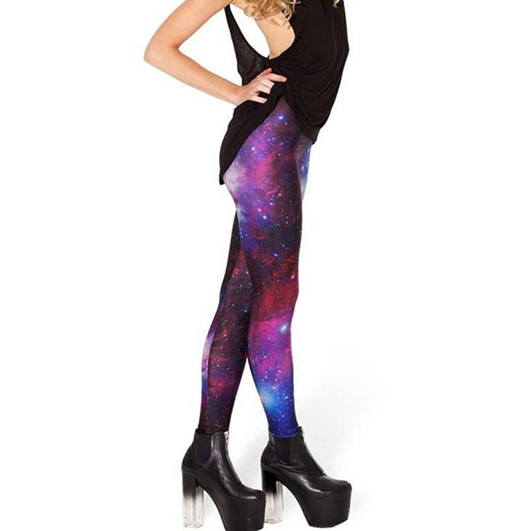 SAYFUT Womens Girls Kint Leggings Galaxy Star Printed Seamless Stretchy  Workout Shapewear Tights Pants 