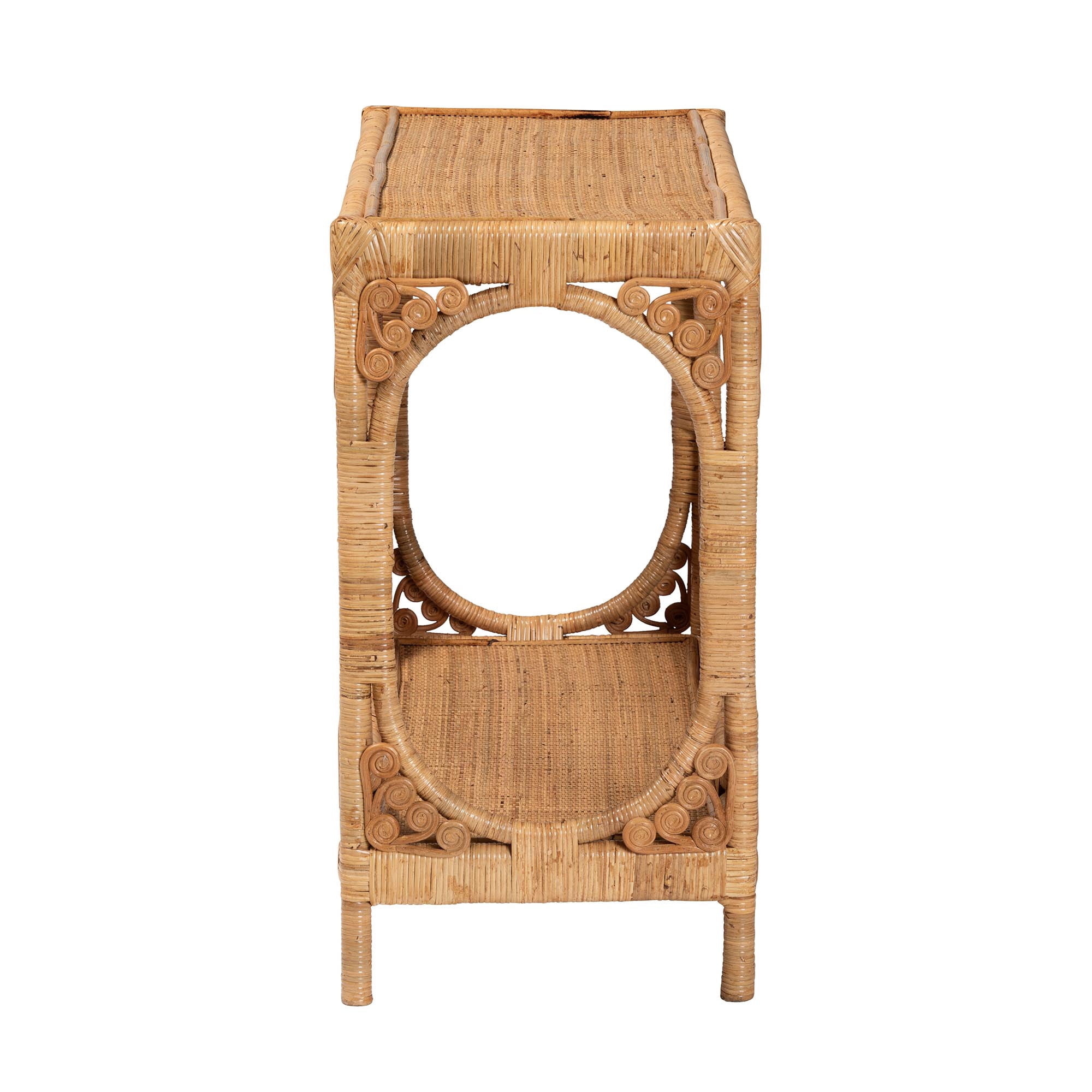 bali & pari Ramona Rattan BOHO Console Tables, Light Honey