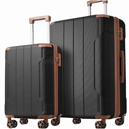 TSA Lock ABS 2-Piece Hardshell Suitcase Set, Expandable with 8 Silent Spinner Wheels for Men and Women