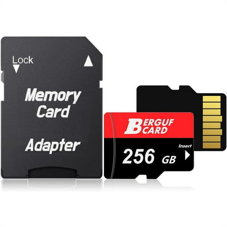 BERGUF 256GB High Speed Flash Memory Card with SD Adapter, Compatible for Smartphones, Tablets, Cameras and More