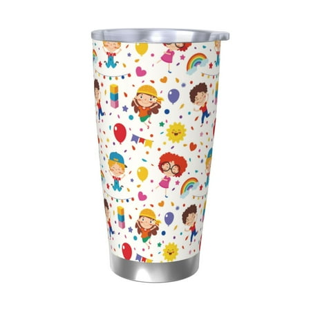 

Susaid Childrens Party Print 20oz Car Cup Insulated Coffee Cup Fully Spill Proof Travel Coffee Mug Stainless Steel Tumbler for Work Home Outdoor Car-Without Straw