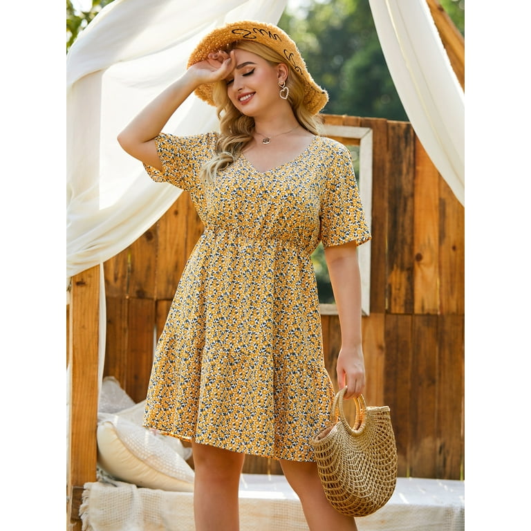 Plus size ditsy clearance dress