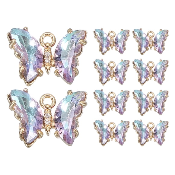 Uxcell 10Pcs Encanto de Mariposa de Rhinestone Cubic Zirconia Cristal Púrpura Brillante