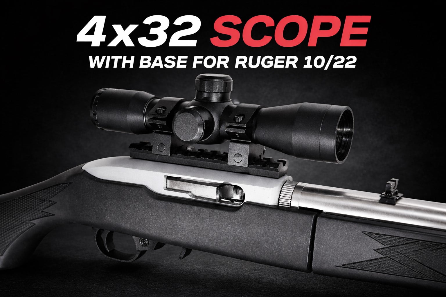 Trinity 4x32 Rifle Scope with Mount & Rings for Ruger 10/22 | Mil-Dot Optic Picatinny Rail Black