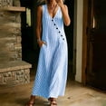 thumbnail image 4 of Snorda Women's Striped Dress Summer Round Neck Sleeveless Striped Solid Color Casual Dress Flowy Sundress Ideal for Daily Wear Beach Vacation & Party, 4 of 9