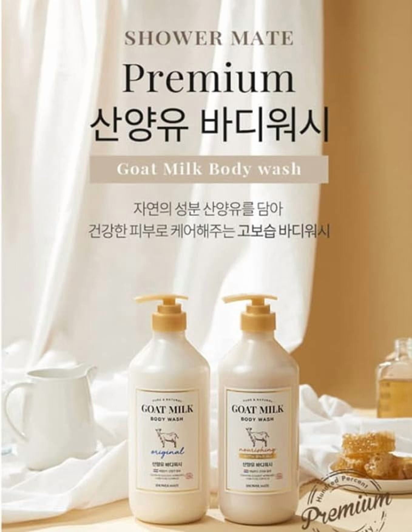 Shower Mate Goat Milk Body Wash Nourishing, 800 mL / 27.05 fl. oz. (Manuka honey)