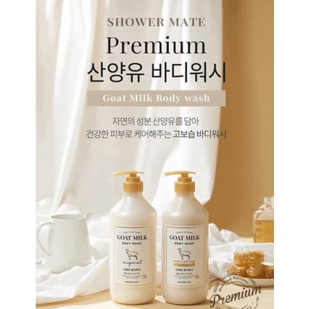 Shower Mate Goat Milk Body Wash Nourishing, 800 mL / 27.05 fl. oz. (Manuka honey)
