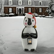 National Tree Company Christmas Decoration, Black, White, Penguin Holding Lantern, Red Hat, 2 Yellow LED Lights, Battery Powered, Indoor or Outdoor Use, 23 Inch